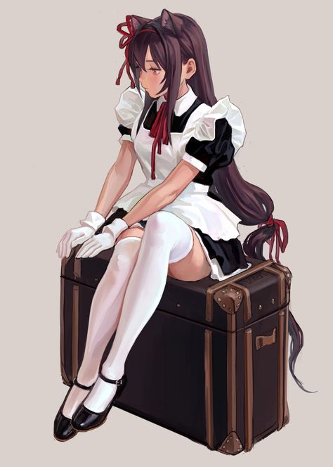 Maid Outfit Anime, Anime Maid, Maid Outfit, Girls Characters, 영감을 주는 캐릭터, Female Character Design, Kawaii Girl, Cat Girl, An Anime