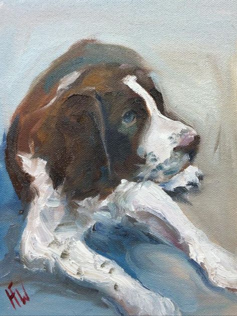 Spaniel Art, Dog Artist, Springer Spaniels, English Springer, Springer Spaniel, Sketch Painting, Arte Animal, Daily Paintworks, Dog Paintings