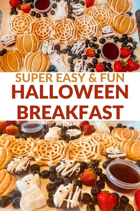 This Halloween Breakfast charcuterie board is perfect for kids!We love the spider web waffles, pumpkin pancakes, mummy muffins, and ghosts! Halloween Breakfast Charcuterie Board, Charcuterie Board For Kids, Bingo Movie, Halloween Brunch, Breakfast Charcuterie Board, Breakfast Charcuterie, Brunch Board, Halloween Breakfast, Halloween Movie Night