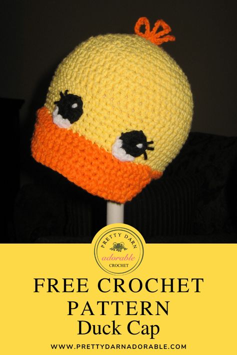 Duck Hat, Crochet Baby Cap, Crochet Duck, Crochet Baby Hat Patterns, Crochet Kids Hats, Crochet Mignon, Basic Stitches, Baby Hat Patterns, Crochet Hat Free