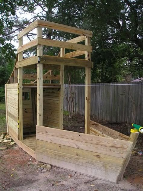 Ship Playhouse, Pirate Ship Playhouse, Kids Forts, Playhouse Plans, Build A Playhouse, Kids Outdoor Play, Backyard Playground, Backyard Play, Kids Play Area