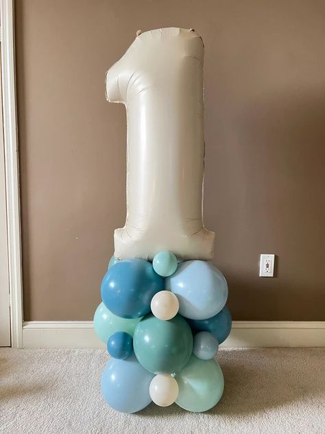 Blue and Green Balloon Tower Kit Beach Balloons the Big One Birthday Party Surfs up Birthday Seas... | Etsy (US) Balloon Tower Diy, Ballon Tower, Beach Balloons, The Big One Birthday Party, Big One Birthday Party, The Big One Birthday, Surf Birthday, Balloon Tower, Foil Number Balloons