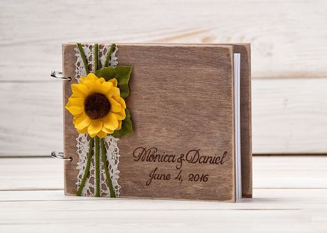 Wooden Engagement Ring Boxes, Sand Ceremony Set, Wedding Ceremony Unity, Unity Sand Ceremony, Wooden Rings Engagement, Sunflower Themed Wedding, Vow Books, Wooden Guest Book, Personalized Wedding Guest Book