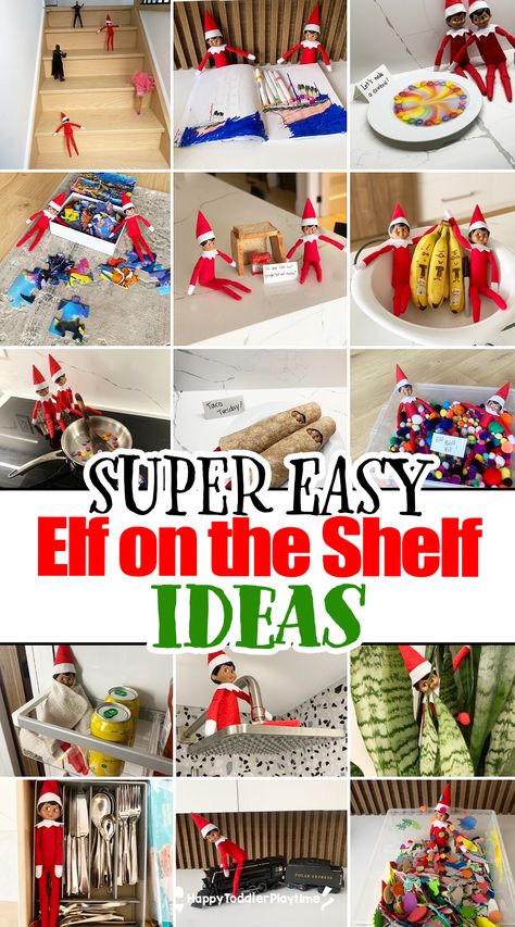 65 Easy Elf on the Shelf Ideas - Happy Toddler Playtime Wholesome Elf On The Shelf, Day 4 Elf On The Shelf Ideas, Elf On The Shelf And Friend Ideas, Elf On The Shelf Preschool Ideas, Elf On The Shelf Tootsie Rolls, Elf In The Shelf Ideas For Toddlers, Dual Elf On The Shelf Ideas, Elf On The Shelf Ideas For 2 Year Okd, Elf Arrival Ideas Easy