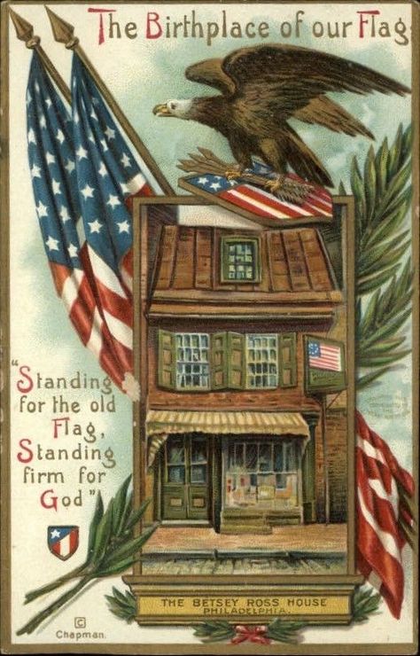 Patriotic Images, Betsy Ross, I Love America, Patriotic Flag, Vintage Americana, Patriotic Holidays, Old Glory, Antique Postcard, God Bless America