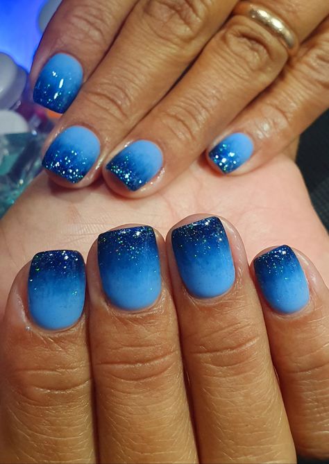 Pink And Blue Ombre Nails Short, Cute Dip Powder Nails Winter, Ombre Nails Teal, Cruise Nails Caribbean Carnival, Blue Dipped Nails, Ombre Blue Nails, Blue Dip Nails, Quinceañera Nails, Anytime Nails