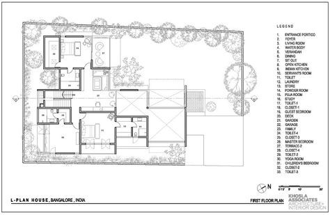 This L-Shaped Home’s Double Height Living Room Opens To The Garden Khosla Associates, Livng Room, Double Height Living Room, Modern Residence, Double Height, Shop House Plans, Casa Container, Timber Cladding, Bangalore India