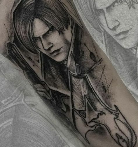 Resident Evil Tattoo Design, Dead By Daylight Tattoo, Brooke Tattoo, Nemesis Tattoo, Resident Evil Tattoo, Fandom Tattoos, Re4 Remake, Gamer Tattoos, Evil Tattoo