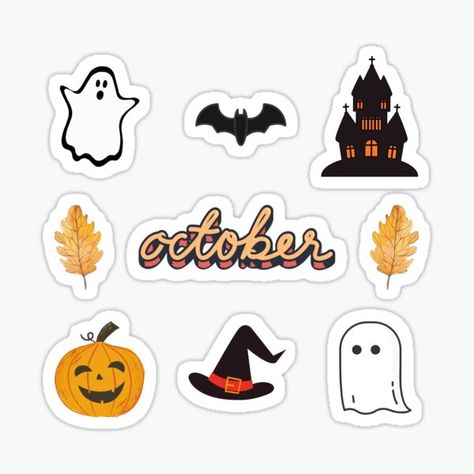 Good Notes Halloween Stickers, October Digital Stickers, Halloween Journal Stickers, October Stickers Planner, Spooky Stickers Printable, Scrapbook Ideas Halloween, Fall Sticker Ideas, Halloween Sticker Ideas, Halloween Stickers Aesthetic