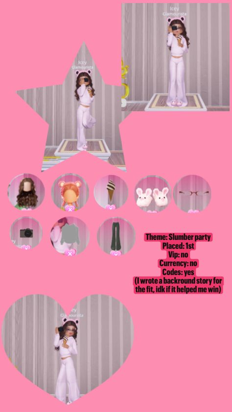 Dress to impress Slumber Party fit 1st place no-vip, no- currency! Party Fits, Theme Dress, Slumber Parties, I Win, Dress To Impress, Party Dress