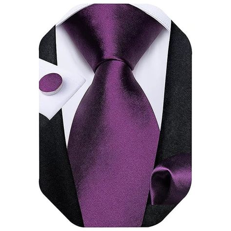 * Gift Tie Setsilk Purple Solid/Plain Necktie+Woven Pocket Square+Cufflinks+Gift Box.It's A Proper Gift For Birthday, Father's Day, Christmas Day, Valentine's Day, Thanksgiving Day, Anniversary Ect * Elegant Designclassic Solid Patterns And Vivid Colors Are Perfect For Men Or Boys And Easily Match All Dress Shirts And Suits For A Graceful But Trendy Look.Being The Focus Of The Crowd, Make You Unique In Any Situation * Suitable Occasionsstylish And Classic Men's Solid Eggplant Purple Ties In Men' Purple Ties, Mens Wardrobe Essentials, Pocket Square Size, Tie Gifts, Purple Tie, Eggplant Purple, Men's Wardrobe, Gift For Birthday, Christmas Day