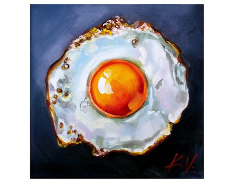 Breakfast Artwork, Eggs Painting, Breakfast Illustration, Perfect Scrambled Eggs, Egg Illustration, Egg Artwork, Food Art Painting, Kitchen Painting, Oil Pastel Art