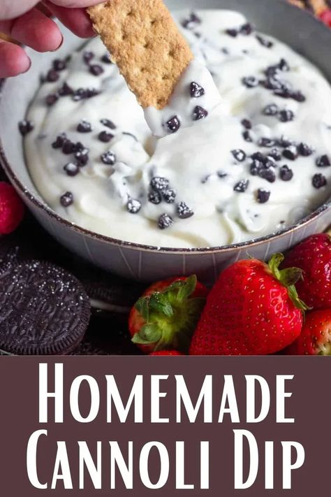 This simple dessert dip makes it easy to enjoy the flavor of cannoli anytime the craving hits. Mix up these simple ingredients for a treat everyone will love! Canoli Dip Best, Conoli Recipe, Cannoli Dip Recipe, Homemade Cannoli, Easy Dessert Dips, Cannoli Dip, Easy Tiramisu Recipe, Dessert Dip, Chocolate Glazed Donuts