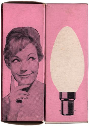 Atlas Continental Candle Lamps 50s Packaging Design, Light Bulb Packaging Design, Mid Century Packaging, Lightbulb Packaging, Retro Packaging Design, Vintage Lightbulb, 1960s Packaging, Bulb Packaging, Pink Packaging