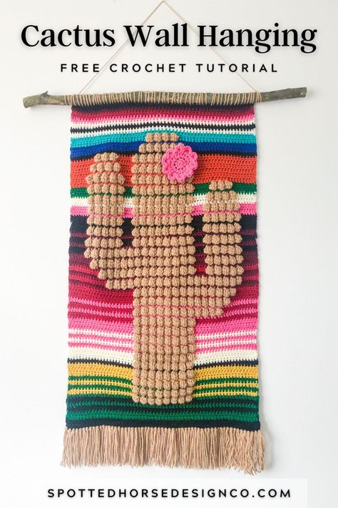 Crochet cactus wall hanging Wall Decor Crochet, Crochet Tapestry Pattern, Crochet Wall Decor, Spotted Horse, Boho Cactus, Wall Hanging Pattern, Crochet Wall Art, Tapestry Pattern, Cactus Wall