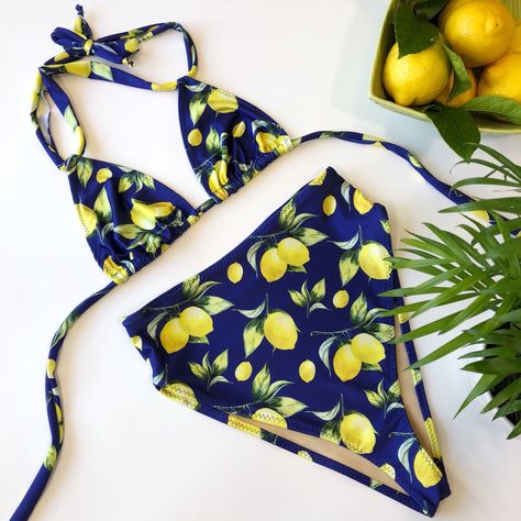 A personal favorite from my Etsy shop https://www.etsy.com/listing/605886473/tropical-high-waist-swimsuit High Waist Swimsuit, 90s Fashion Women, Retro Swimwear, Mermaid Inspired, Lemon Print, Swimsuits High Waisted, Oct 1, High Waist Bottoms, Bra Sizes