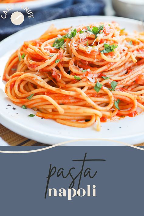 Discover the magic of Pasta Napolitana – your ultimate weeknight dinner in just 20 minutes! 🍝🕒 With its simple yet sensational ingredients, this dish is destined to become your new favorite whenever you crave a steaming bowl of pasta. Whether you're short on time, looking for a quick comfort meal, or just craving a taste of Italy, Pasta Napolitana has you covered. Pin this recipe and savor the deliciousness of simplicity on your busiest days. Pasta Napolitana, Napolitana Sauce, Italy Pasta, Cuisine Recipes, Global Recipes, Crushed Tomatoes, 30 Minute Meals, Easy Pasta, Fresh Tomatoes