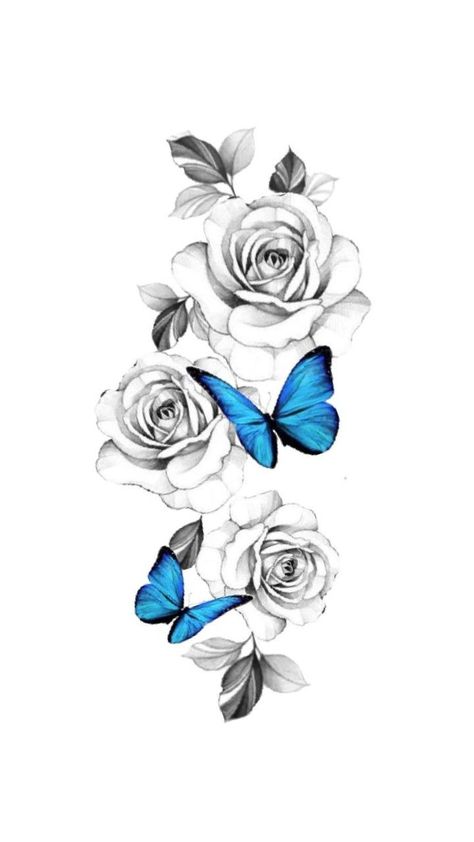 𝙵𝚎𝚛𝚗𝚊𝚗𝚍𝚊 Rose And Butterfly Sleeve Tattoo, Roses And Butterfly Tattoo Design, Flower And Butterfly Tattoo Sleeve Color, Butterfly And Rose Drawing, Butterflies And Roses Tattoo, Rose And Butterfly Tattoo Thigh Piece, Butterfly And Rose Tattoo For Women, Rose With Butterfly Tattoo For Women, Roses And Butterflies Tattoo