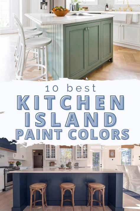 Kitchen Island Color Ideas Paint, Colors For Kitchen Island, Green Blue Kitchen Island, What Color Should I Paint My Kitchen Island, Antique White Kitchen Cabinets With Different Color Island, Fun Kitchen Island Colors, Turquoise Island Kitchen, Wow Factor Kitchen, Blue Green Kitchen Island Colors