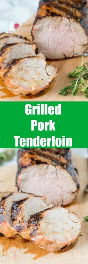 Herb Grilled Pork Tenderloin - a flavorful marinade with lemon juice and fresh herbs makes this grilled pork tenderloin super moist and tender. Great on chicken and fish too! Tenderloin Marinade, Pork Tenderloin Marinade, Pork Tenderloin Recipe, Healty Dinner, Tenderloin Recipe, Grilled Pork Tenderloin, Pepper Steak, Pork Tenderloin Recipes, Dinner Recipes Crockpot