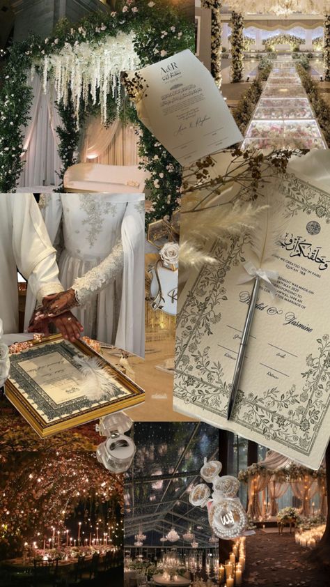 aesthetic moodboard for islamic nikkah Nikah Vision Board, Islam Marriage Aesthetic, Nikkah Mood Board, Somali Nikkah Decor, Outside Nikkah, Nikkah In Masjid, Nikkah In Mosque, First Hug After Nikkah, Simple Nikkah Decor