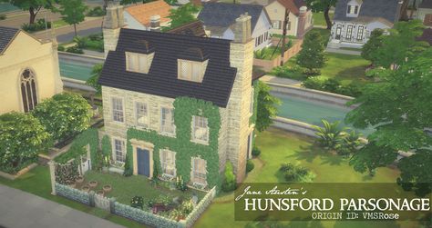 1995 Pride & Prejudice's Hunsford Parsonage Sims 4 Pride And Prejudice, Charlotte Lucas, Ts4 Lots, Ts4 Builds, William Collins, Pride And Prejudice 2005, Base Building, Sims Builds, Pride Prejudice