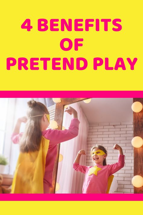 4 Benefits of Pretend Play Child Development Stages, Learning Tips, Child Development Activities, Development Milestones, Open Ended Play, Development Activities, Cognitive Development, Pre K Activities, Learning And Development