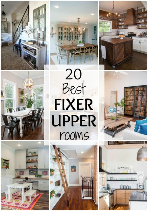 Love Fixer Upper? Us too! We've got 20 of the BEST Fixer Upper rooms from Magnolia Home that you will want to bookmark for sure! http://ablissfulnest.com/ #fixerupper #magnoliahome #farmhouse #farmhousedecor #farmhousestyle Fixer Upper Living Rooms, Stile Joanna Gaines, Fixer Upper Bedrooms, Fixer Upper Dining Room, Fixer Upper Joanna, Fixer Upper Living Room, Fixer Upper Bathroom, Trendy Farmhouse Kitchen, Fixer Upper Joanna Gaines