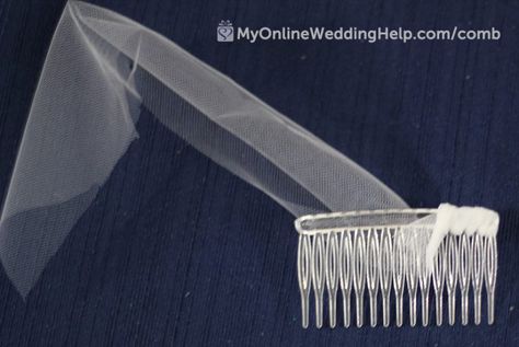 How to Make a Wedding Veil With Comb, Step 5 - My Online Wedding Help. Wedding Planning Tips & Tools to Plan Your Wedding Veils Bridal Diy, Veil Diy, Hair Veil, Girly Crafts, Simple Wedding Veil, Diy Wedding Veil, Anniversary Crafts, Bridal Veils And Headpieces, Comb Veil