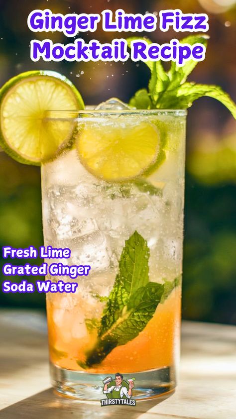 "Discover the ultimate Ginger Lime Fizz Mocktail Recipe! This refreshing mocktail is perfect for summer, offering a zesty twist with every sip. Ideal for those seeking non-alcoholic drinks, this healthy mocktail combines the vibrant flavors of ginger and lime, making it a standout choice among citrus mocktail recipes. Elevate your gatherings with this delicious addition to your summer drink recipes and enjoy the perfect blend of taste and refreshment!" Citrus Mocktail, Healthy Mocktail, Fizz Mocktail, Winter Mocktails, Refreshing Mocktail, Ginger Soda, Mocktail Recipes, Summer Drink Recipes, Alcohol Drinks