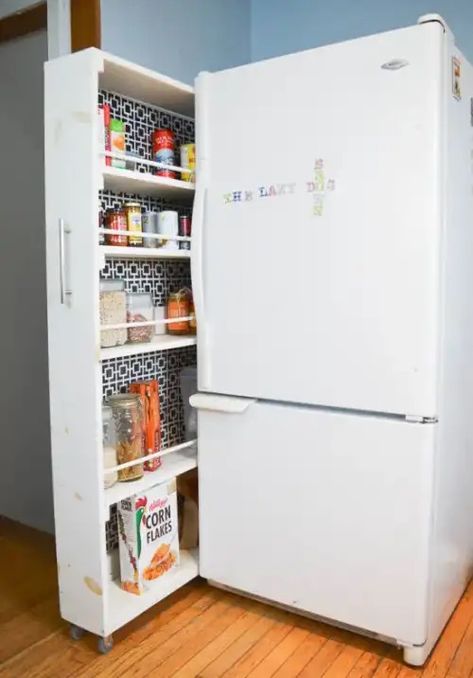 Kitchens Apartment, Stand Alone Pantry, Office Kitchens, Rolling Pantry, Small Kitchen Pantry, Small Space Storage Solutions, Pull Out Pantry, Small Apartment Kitchen, Small Kitchen Storage