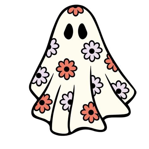 A cute flowered girlie ghost on a sweatshirt!  Graphic is 10x9 across front of sweatshirt Ghost Tattoo With Flowers, Ghost Aesthetic Cartoon, Princess Ghost, Ghost With Glasses, Cottagecore Ghost, Ghost Doodles, Brooklyn Nicole, Ghost With Flowers, Flower Ghost