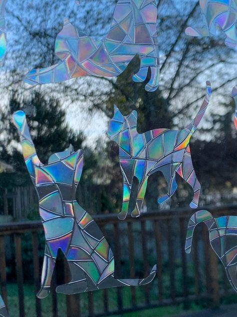 Bird Strike, Garden Goals, Rainbow Window, Cat Memorial Gift, Stained Glass Window Film, Window Suncatchers, Rainbow Prism, Cat Window, Pet Sympathy Gifts