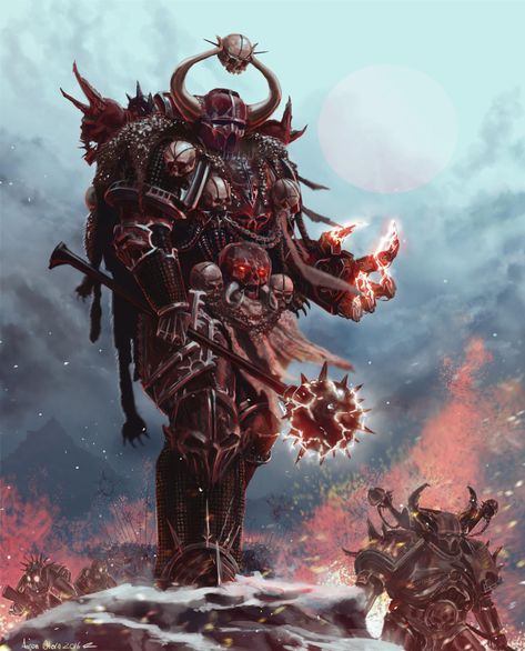 Chaos Champion of the Word Bearers by Aaron Oborn Word Bearers, Chaos Legion, Chaos 40k, Iron Warriors, Chaos Lord, 40k Art, Warhammer Aos, Warhammer 40k Art, Age Of Sigmar