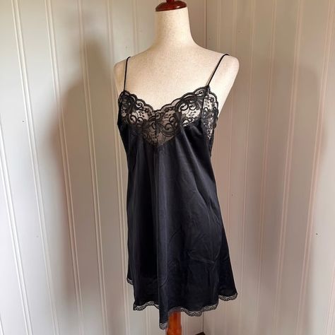 Vintage 80s/90s Whimsigoth Black Lace Mini Slip Dress 40 Black Lace Slip Dress, 90s Whimsigoth, Mini Slip, Lace Slip Dress, Mini Slip Dress, Lace Slip, Lace Detail, Black Lace, Slip Dress