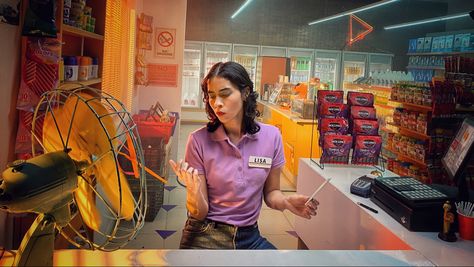 Supermarket Photography, Supermarket Photo, Supermarket Cashier, Event Poster Design Inspiration, Orange Theory, Environmental Portraits, Commercial Ads, Mood Images, Event Poster Design