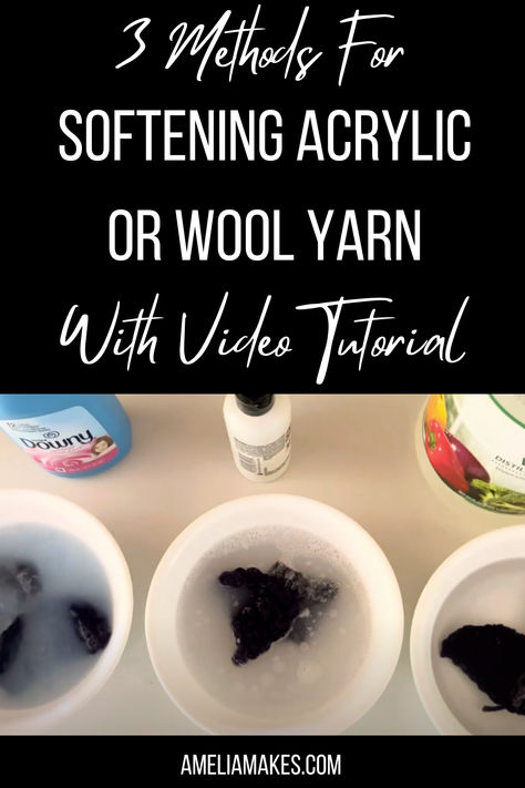 Acrylic yarn and wool yarn are both popular fiber choices that, at times, may start off feeling rough and scratchy. I'll be showing you three methods for softening up your rough yarn, as well as how to finish getting it ready for knitting or crocheting afterwards. How To Soften Acrylic Yarn Projects, How To Soften Yarn, Soften Acrylic Yarn, Yarn Diy, Yarn Projects, Polyester Yarn, Knit Or Crochet, Fabric Softener, How To Crochet