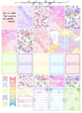 Free Printable Unicorn Paradise Planner Stickers from Counting Sheepy Fall Journaling, Free Planner Printables, Glam Studio, Happy Planner Printables, Personal Planners, To Do Planner, Free Printable Planner Stickers, Unicorn Printables, Free Planner Stickers