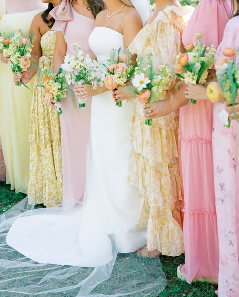 Pink Orange Yellow Wedding, Family Dancing, Wanna Get Married, Wedding Dress Code, Yellow Bridesmaid, Photography Mood Board, Sunset Hues, Bridesmaids Dress Inspiration, Dress Code Wedding