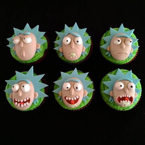 Cupcakes inspirados en la serie Ricky & Morty. Rick And, Cupcakes Ideas, Fondant Cupcake Toppers, Rick Y Morty, Fondant Cupcakes, Birthday Cup, Themed Cupcakes, Rick And Morty, Cupcakes Decoration