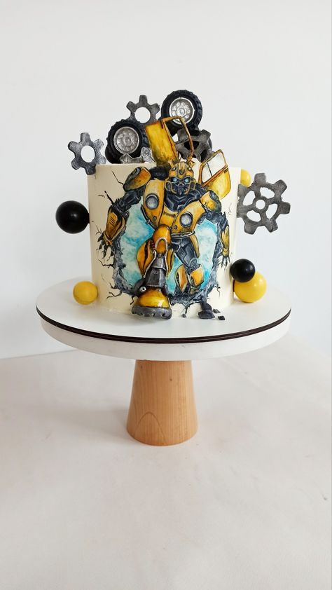 Transformer Cakes For Boys, Transformers Cake Ideas, Bumblebee Transformers Cake, Bumblebee Birthday Cake, Bumble Bee Transformer Cake, Bumblebee Cake, Optimus Prime Cake, Transformers Birthday Cake, Transformers Cake