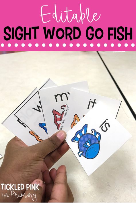 Sight Word Games For Kindergarten, Word Games For Kindergarten, For Kindergarten Activities, Sight Words Kindergarten Activities, Games For Kindergarten, Fish Card, Writing Sight Words, Sight Word Fun, Sight Word Cards