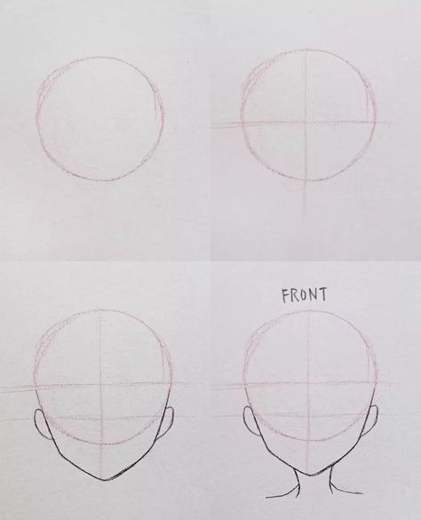 How To Draw A Face Shape Step By Step, How To Draw Easy Face, How To Draw A Head Step By Step Easy, Drawing Techniques Hair, Head Tutorial Drawing Step By Step, How To Draw A Face Shape, How To Draw Neck, How To Draw A Head, Drawing Tutorials Step By Step