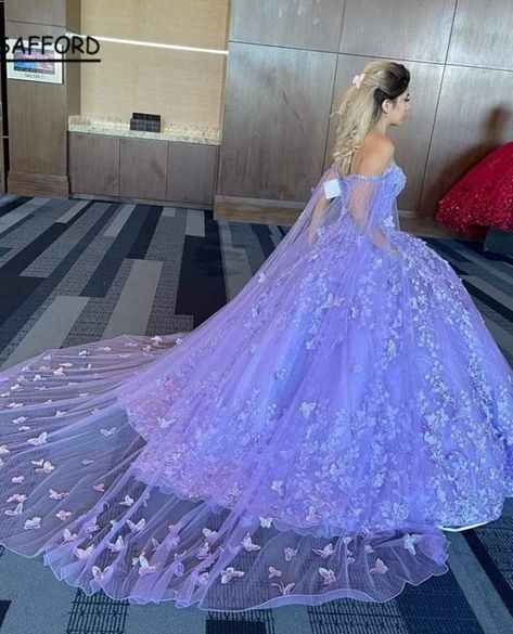 Butterfly Frock, Butterfly Quinceanera Dress, Lilac Butterfly, Pretty Quinceanera Dresses, Quince Dress, Frock Dress, Princess Ball Gowns, Sweet 15, Short Homecoming Dress