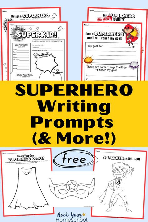 Superhero Writing Activities, Superhero Writing Prompts, Superhero Kindergarten, Superhero Writing, Dr Seuss Printables, Super Hero Activities, Create Your Own Superhero, Create A Superhero, Kindergarten Writing Activities