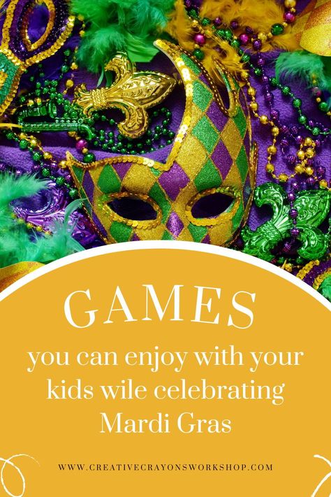 Ready to celebrate Mardi Gras and need some fun, kid friendly ideas to incorporate? From Mardi Gras games to Mardi Gras coloring and fun treats in between, we've got you covered on creating an epic party to remember! - Creative Crayons Workshop #mardigrasgames #mardigrascoloring Mardi Gras Carnival Theme Party, Mardi Gras Games For Seniors, Kids Mardi Gras Party Ideas, Mardi Gras Games For Adults, Mardi Gras Games For Kids, Mardi Gras Activities For Kids, Mardi Gras Party Games, Mardi Gras Games, Mardi Gras Ideas