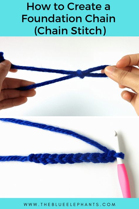 Crochet 101: Creating the Foundation Chain (Chain Stitch) | Starting A Crochet Chain, How To Crochet Chain Stitch, How To Do A Chain Stitch Crochet, Chain Stitch Crochet Blanket, How To Chain Stitch Crochet, Chain Stitch Crochet Tutorial, How To Start Crochet Chain, Start Crochet Chain, Crochet Starting Chain