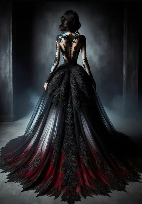 Dark Red Wedding Dress, Vampire Ball Gown, Dark Wedding Dress, Dark Red Wedding, Romance Wedding Dress, Goth Wedding Dresses, Dark Romantic Wedding, Vampire Wedding, Black Wedding Gowns