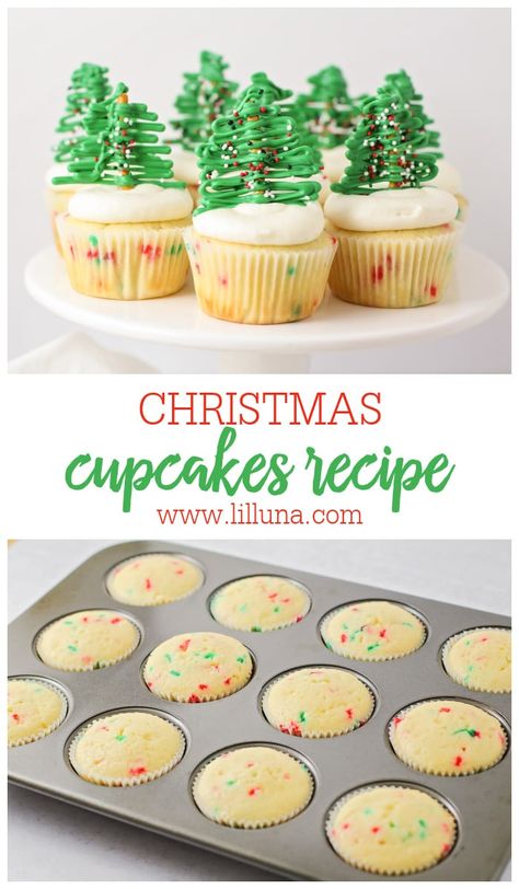 Christmas Vanilla Cupcakes, Cupcakes For Christmas, Easy Christmas Cupcakes Decoration, Holiday Cupcakes Christmas, Christmas Cupcake, Christmas Cupcake Flavors, Perfect Cupcake Recipe, Easy Christmas Cupcakes, Christmas Cupcakes Recipes