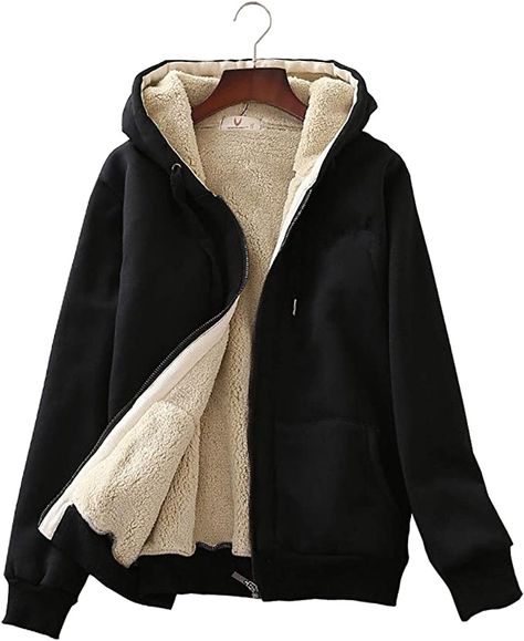 Amazon.com: Flygo Women's Zip Up Hoodie Winter Sweatshirt Fleece Sherpa Lined Warm Jacket : Clothing, Shoes & Jewelry Warm Jackets For Women, Sherpa Lined Hoodie, Womens Jackets Casual, Winter Sweatshirt, Winter Hoodies, Sherpa Lined, Line Jackets, Women's Coats & Jackets, Jackets Online